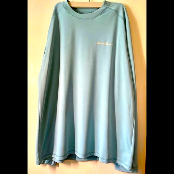 EDDIE BAUER XL Long Sleeve T-Shirt UPF 50 Crew Neck Stone Blue Bear - Picture 2 of 9